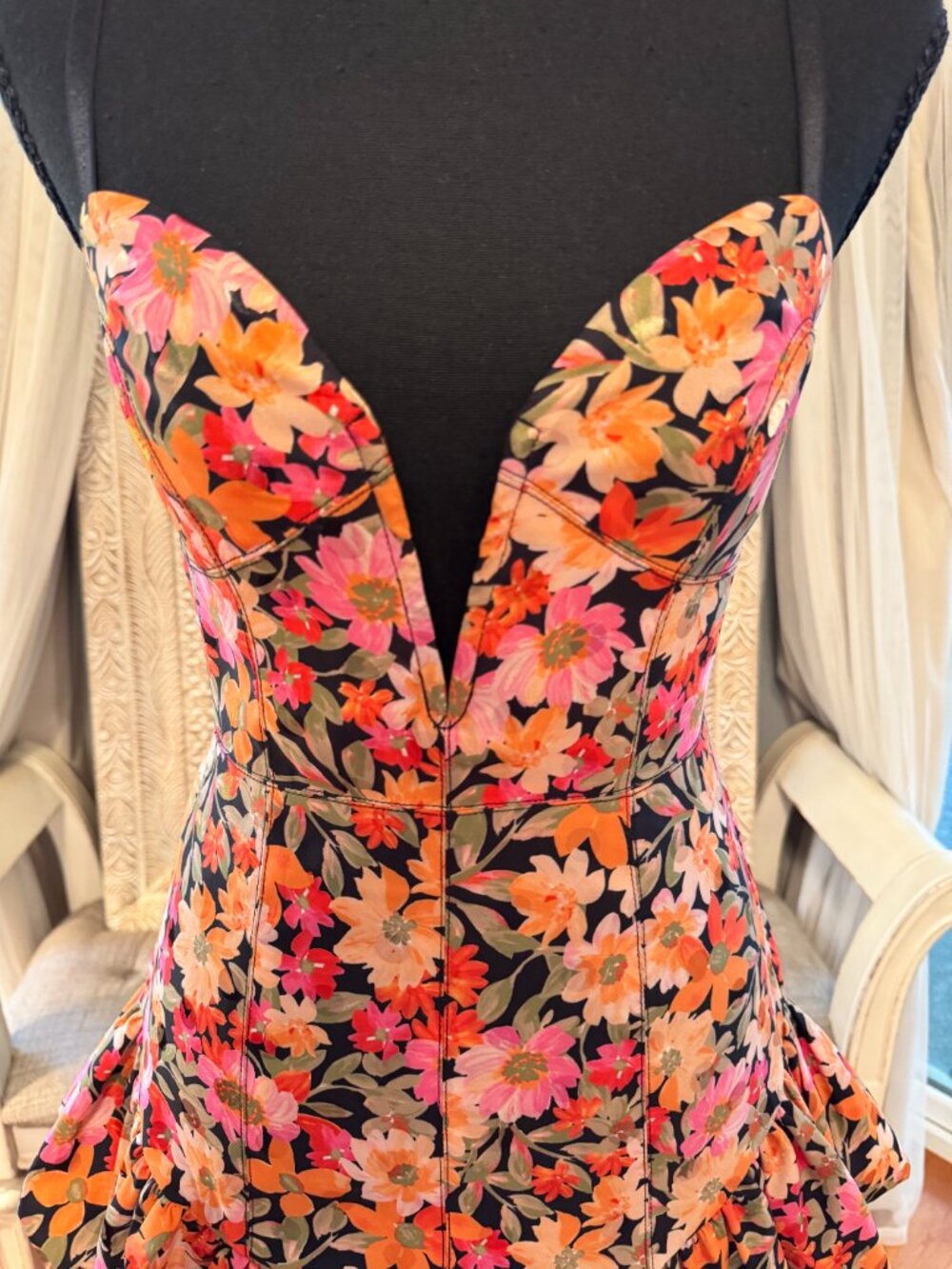 For Love & Lemons Floral Corset Mini Dress Size S - Picture 4 of 11
